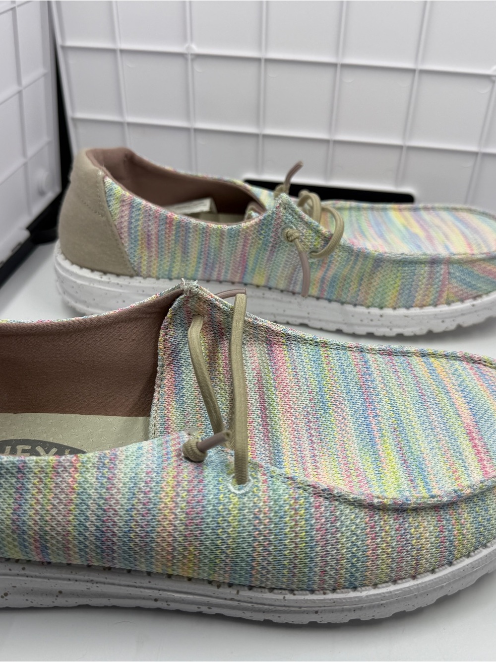 Rainbow Multicolor Heydude Wendy Sox Knit Slip-On Flats - Loafers or Boat Shoe - Picture 3 of 7